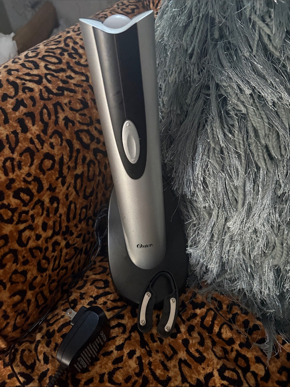 Oster Corded Electric Wine Opener in Silver and Black